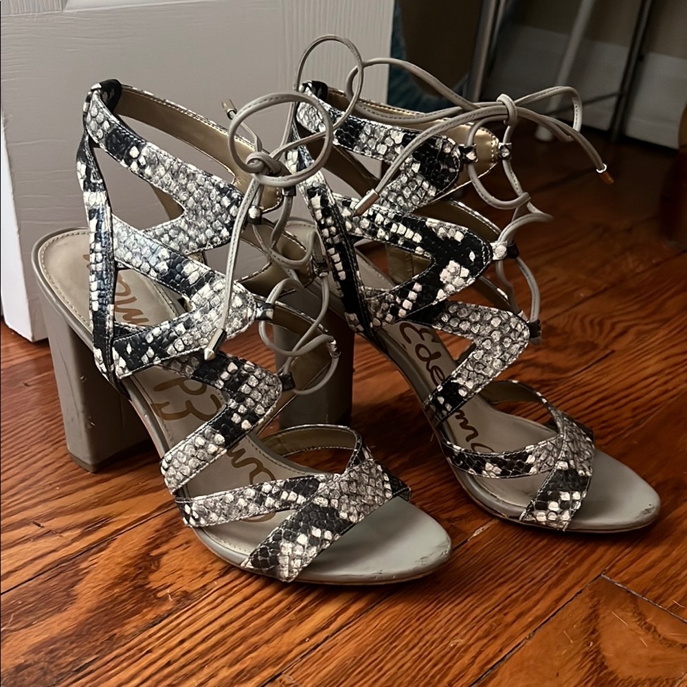 Sam Edelman Women's Snakeskin Lace-Up Heels